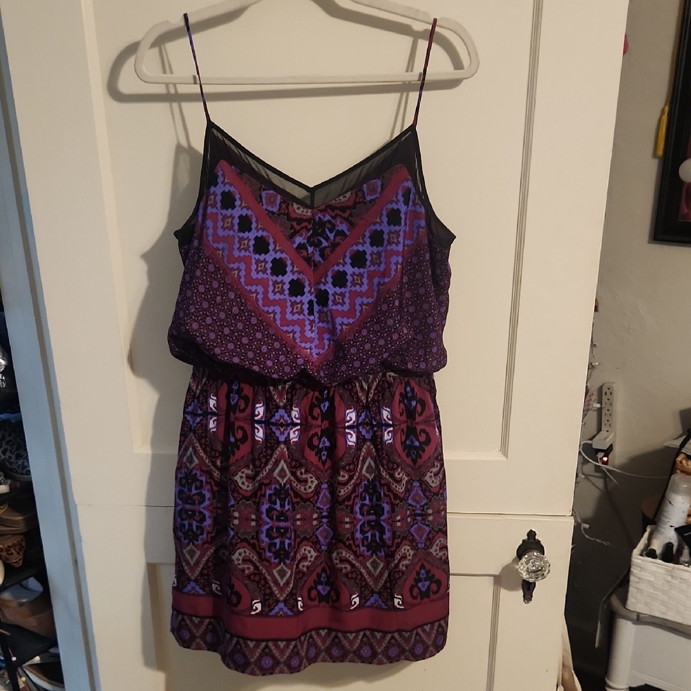 Express Purple and Black Patterned Mini Dress